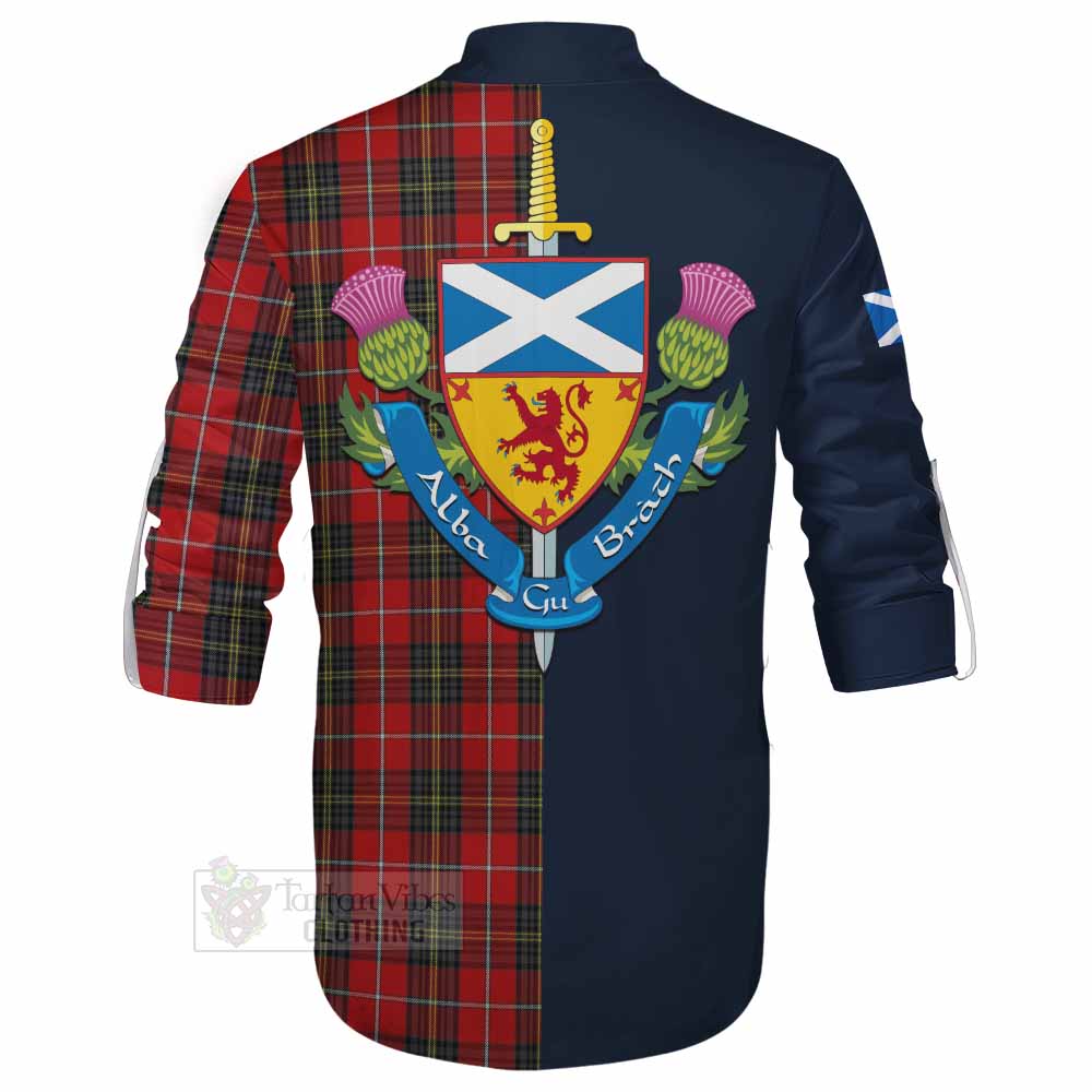 Orr Tartan Ghillie Kilt Shirt Alba with Scottish Lion Royal Arm Half Style - Tartan Vibes Clothing