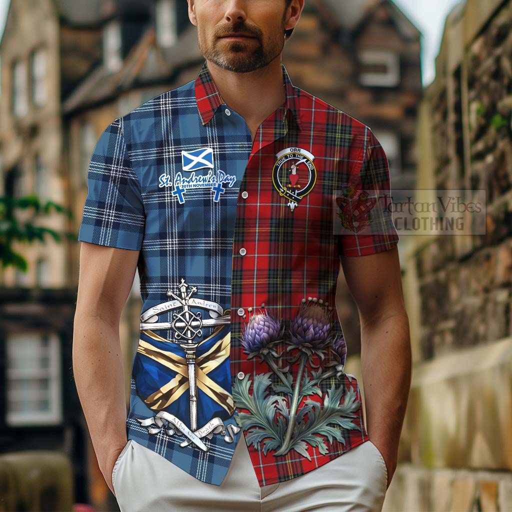 Orr Tartan Hawaiian Shirt Happy St. Andrew's Day Half Tartan Style - Tartan Vibes Clothing