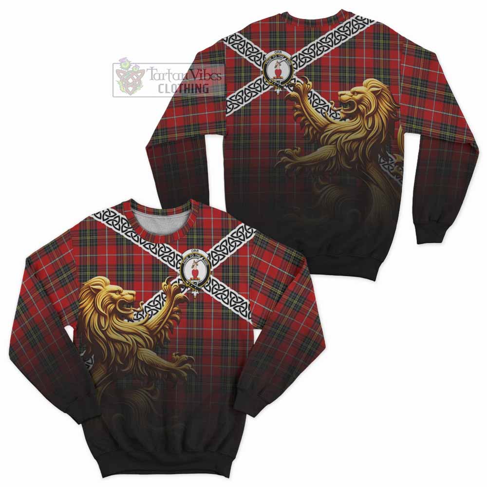Orr Crest Tartan Sweatshirt with Golden Lion Emblem Celtic Style - Tartan Vibes Clothing