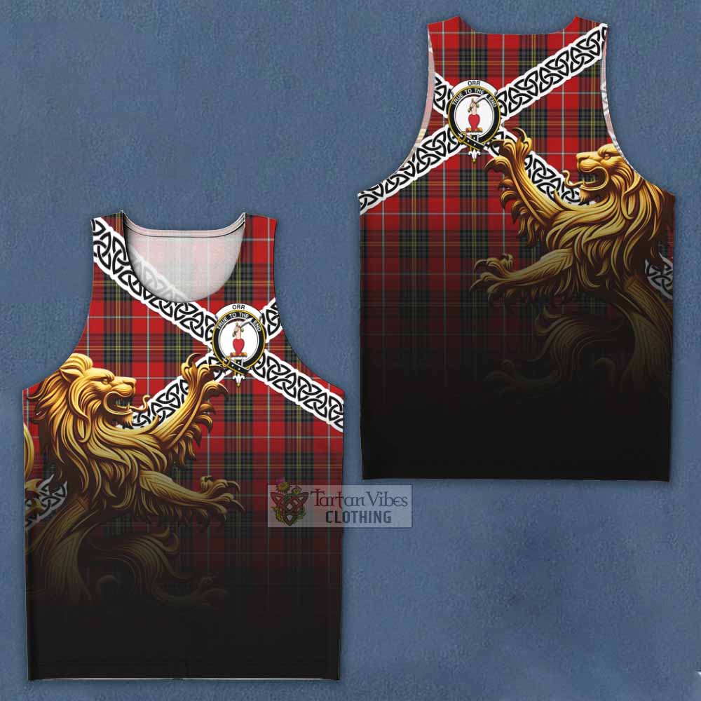 Orr Crest Tartan Men's Tank Top with Golden Lion Emblem Celtic Style - Tartan Vibes Clothing