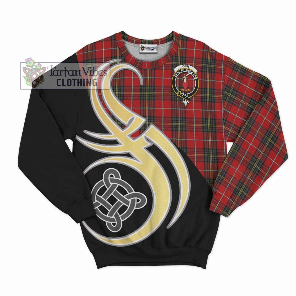 Orr Tartan Sweatshirt with Family Crest and Celtic Symbol Style - Tartan Vibes Clothing