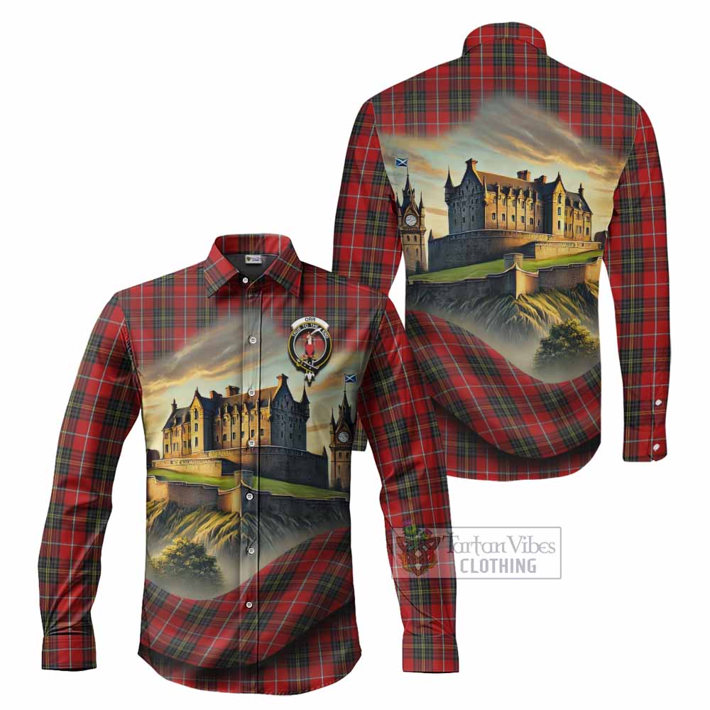 Tartan Vibes Clothing Orr Tartan Family Crest Long Sleeve Button Shirt with Scottish Ancient Castle Style
