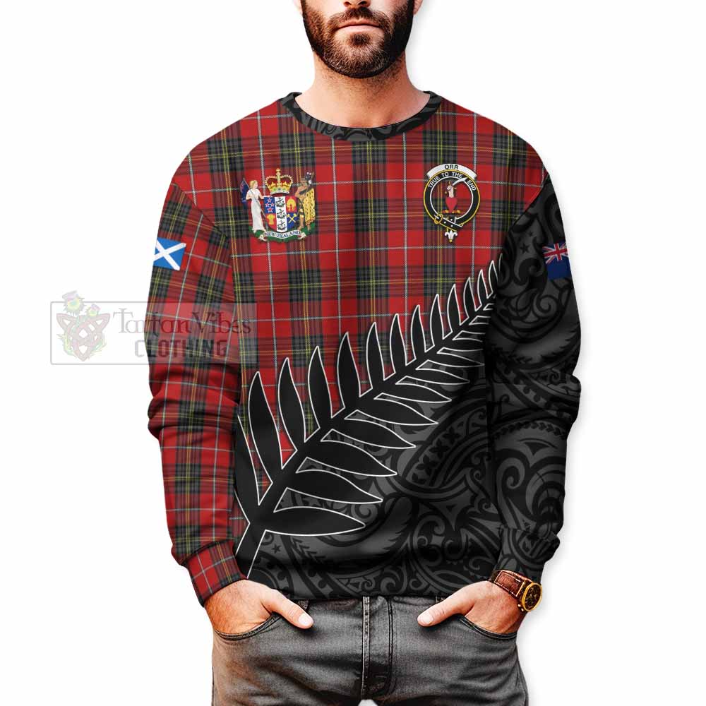 Orr Crest Tartan Sweatshirt with New Zealand Silver Fern Half Style - Tartan Vibes Clothing