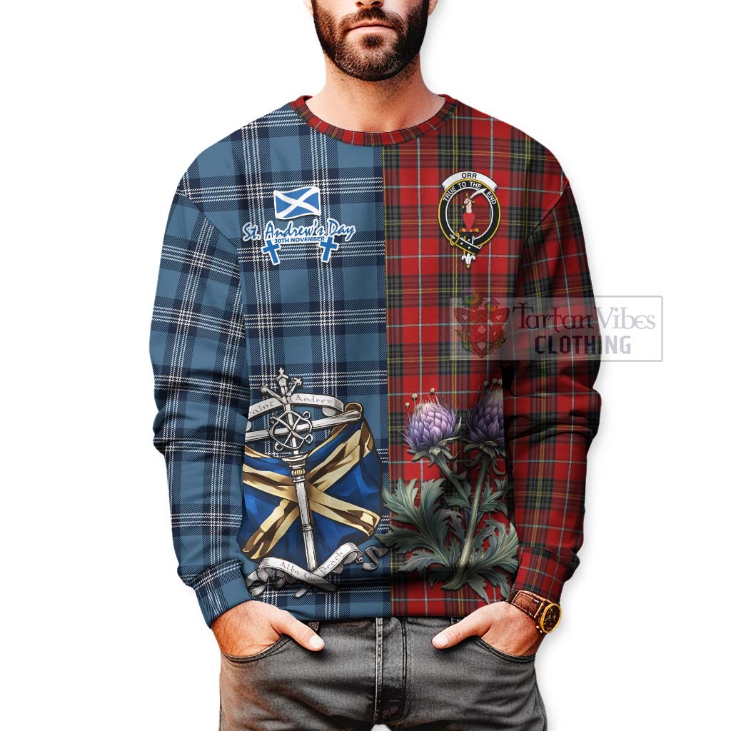 Orr Tartan Sweatshirt Happy St. Andrew's Day Half Tartan Style - Tartan Vibes Clothing