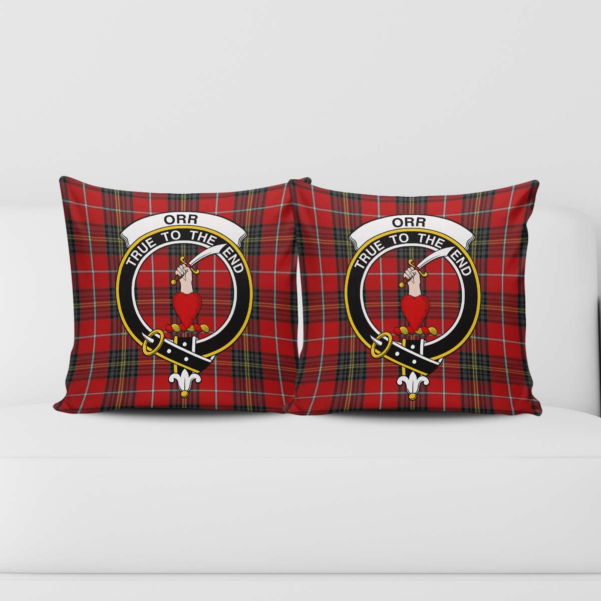 Orr Tartan Pillow Cover with Family Crest - Tartan Vibes Clothing