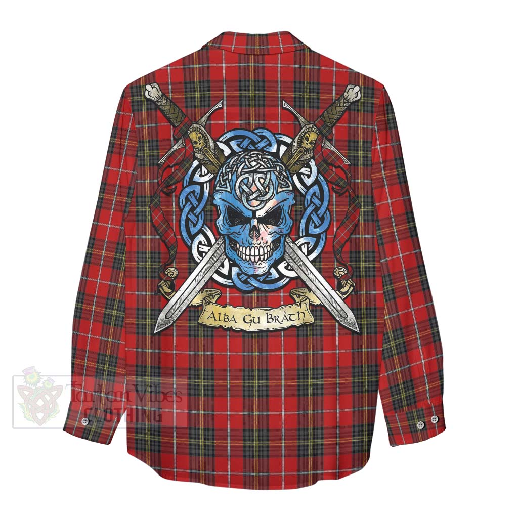 Orr Tartan Women's Casual Shirt with Family Crest Celtic Skull Style - Tartan Vibes Clothing