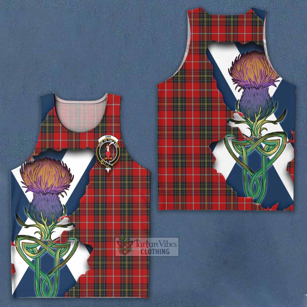 Tartan Vibes Clothing Orr Tartan Family Crest Men's Tank Top Scottish Thistle Celtic Inspired