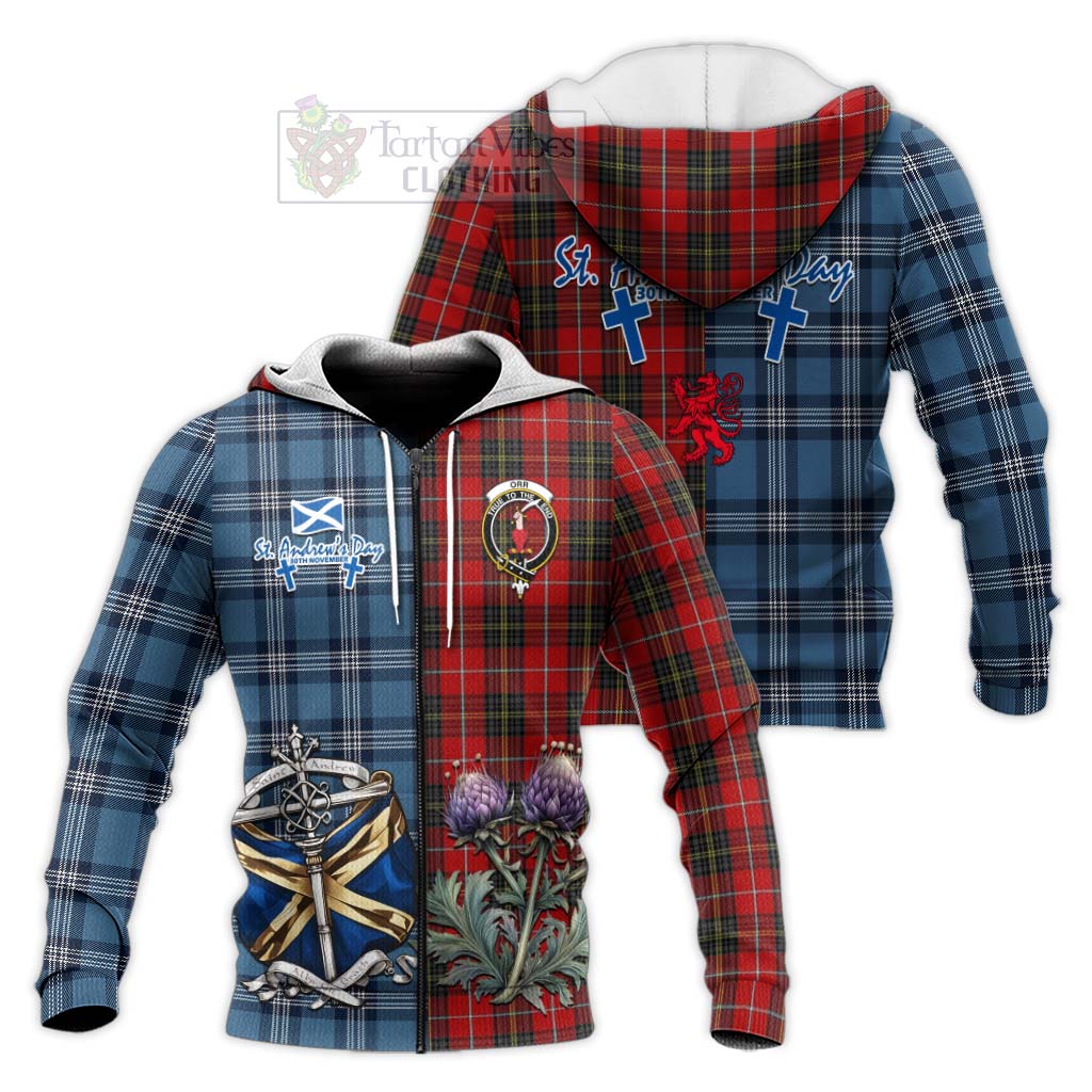Orr Tartan Knitted Hoodie Happy St. Andrew's Day Half Tartan Style Unisex Knitted Zip Hoodie - Tartan Vibes Clothing