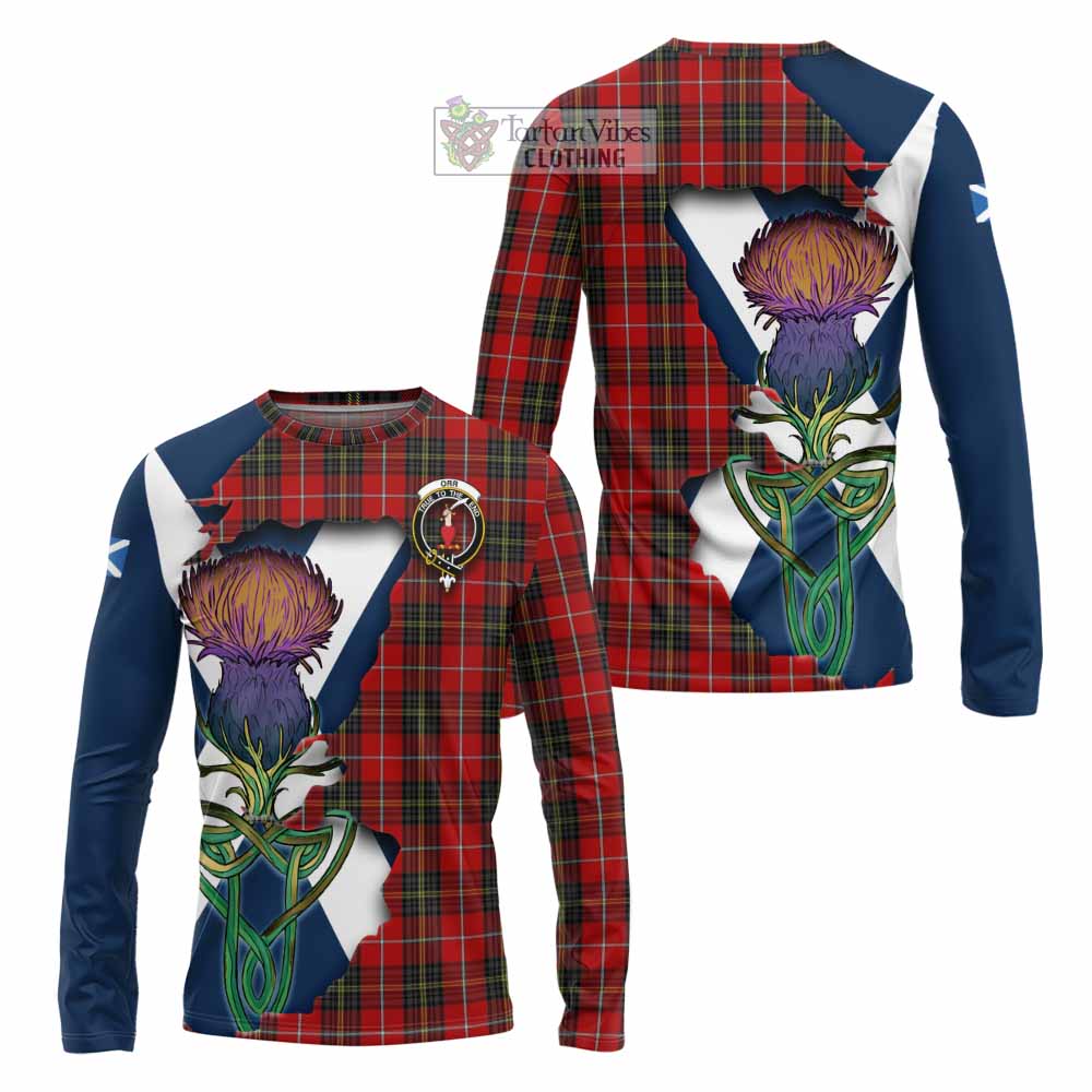 Tartan Vibes Clothing Orr Tartan Family Crest Long Sleeve T-Shirt Scottish Thistle Celtic Inspired