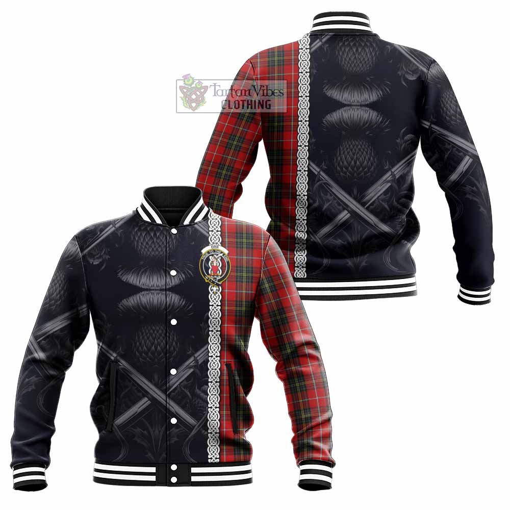 Orr Tartan Baseball Jacket with Family Crest Cross Sword Thistle Celtic Vibes - Tartan Vibes Clothing