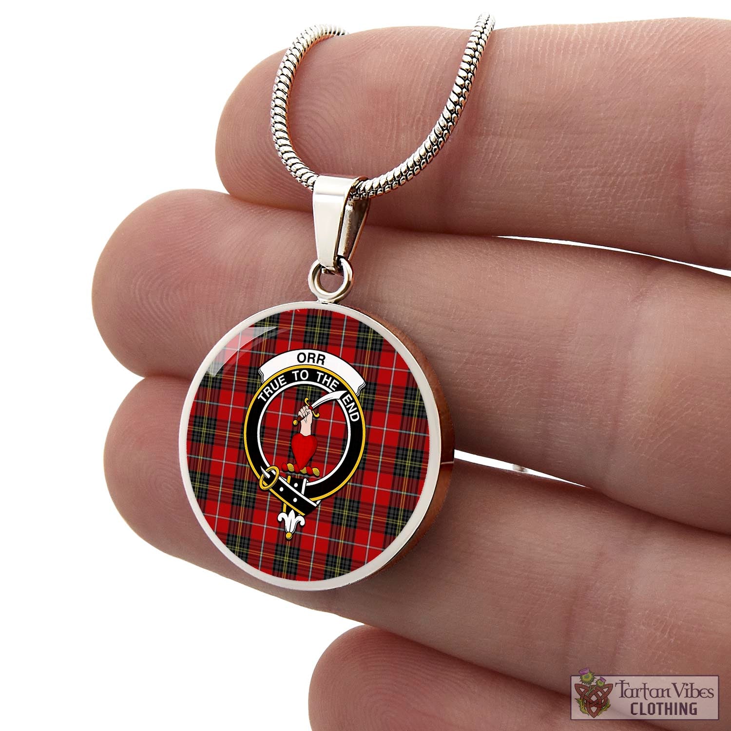 Orr Tartan Circle Necklace with Family Crest - Tartan Vibes Clothing