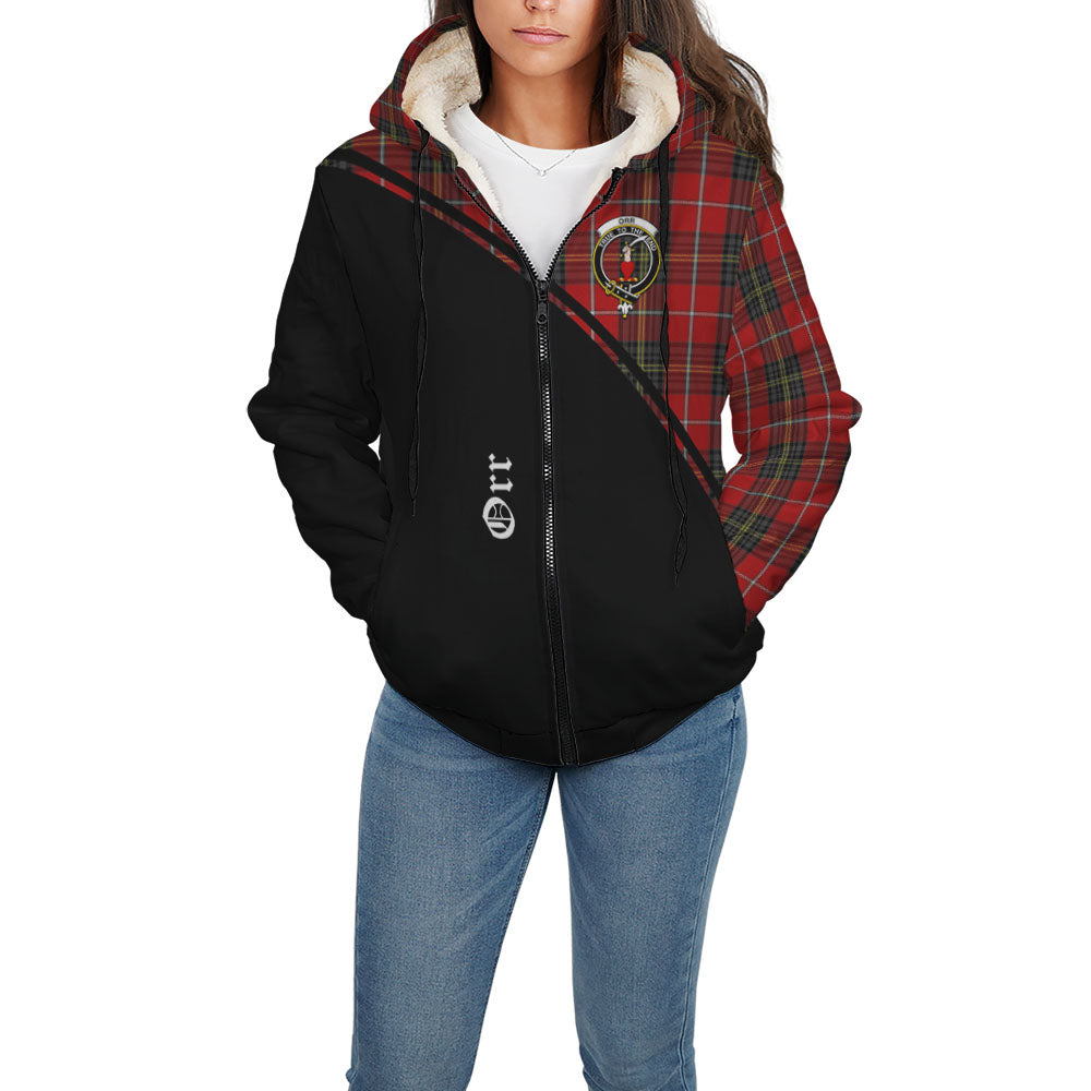Orr Tartan Sherpa Hoodie with Family Crest Curve Style - Tartan Vibes Clothing