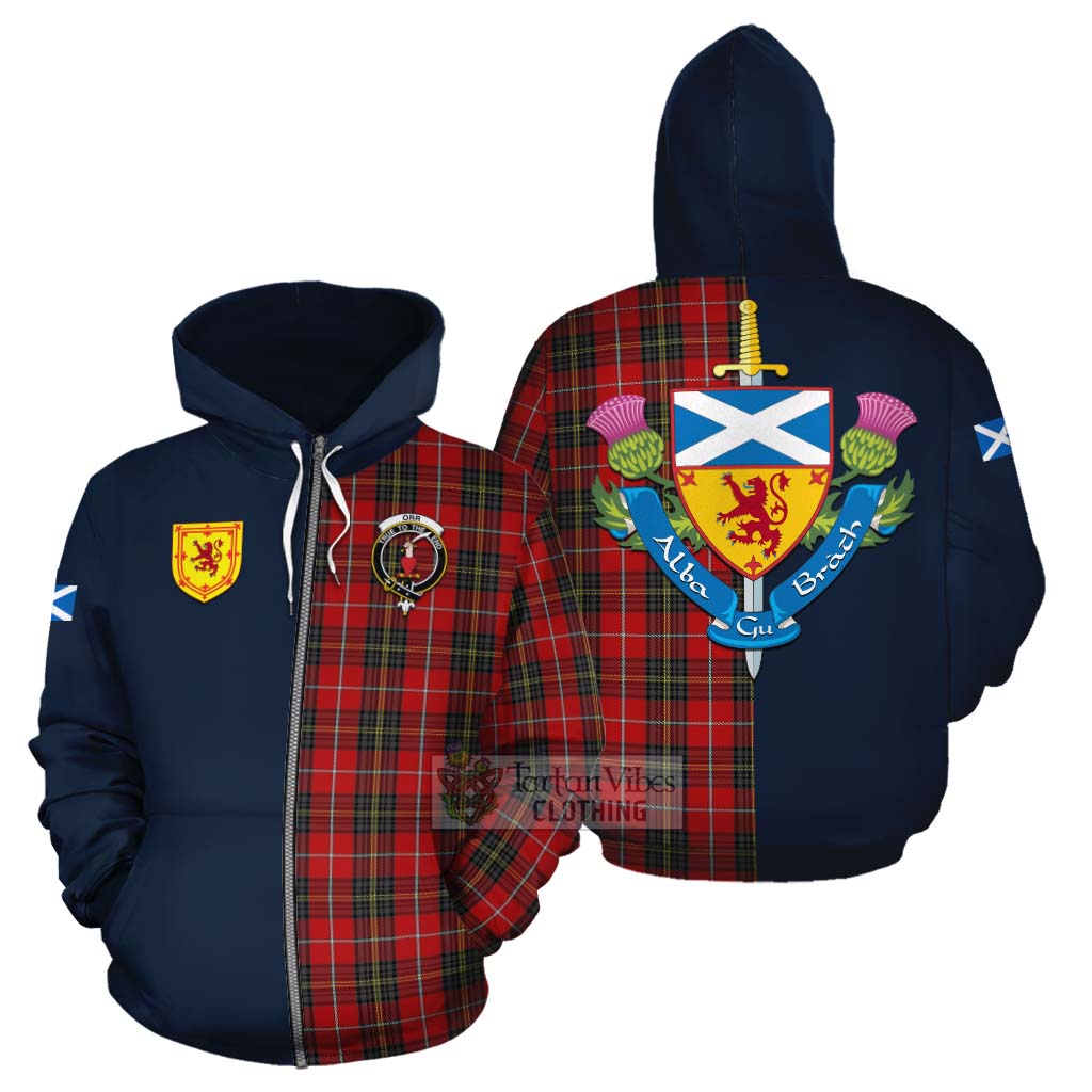 Orr Tartan Cotton Hoodie Alba with Scottish Lion Royal Arm Half Style - Tartan Vibes Clothing