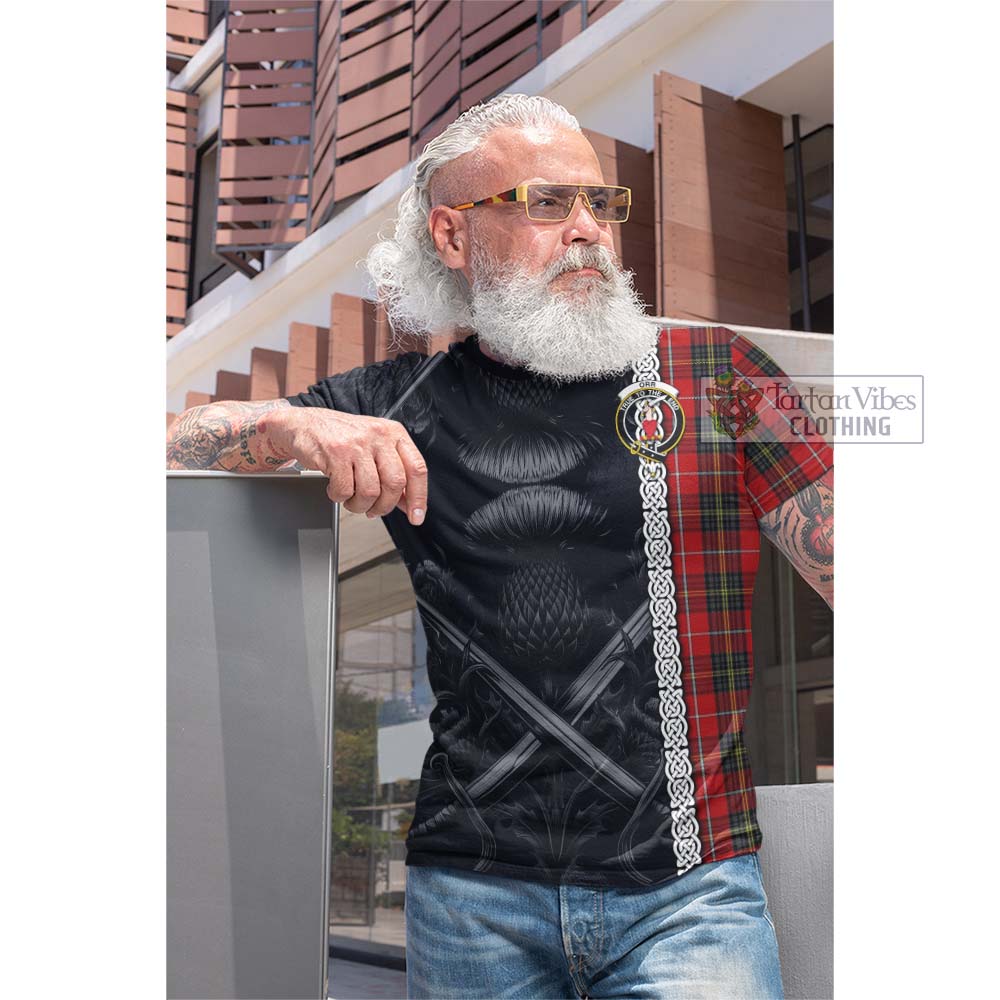 Orr Tartan Cotton T-shirt with Family Crest Cross Sword Thistle Celtic Vibes - Tartan Vibes Clothing