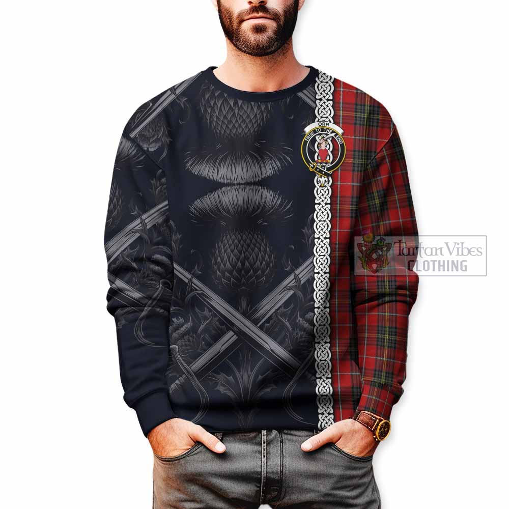 Orr Tartan Sweatshirt with Family Crest Cross Sword Thistle Celtic Vibes - Tartan Vibes Clothing