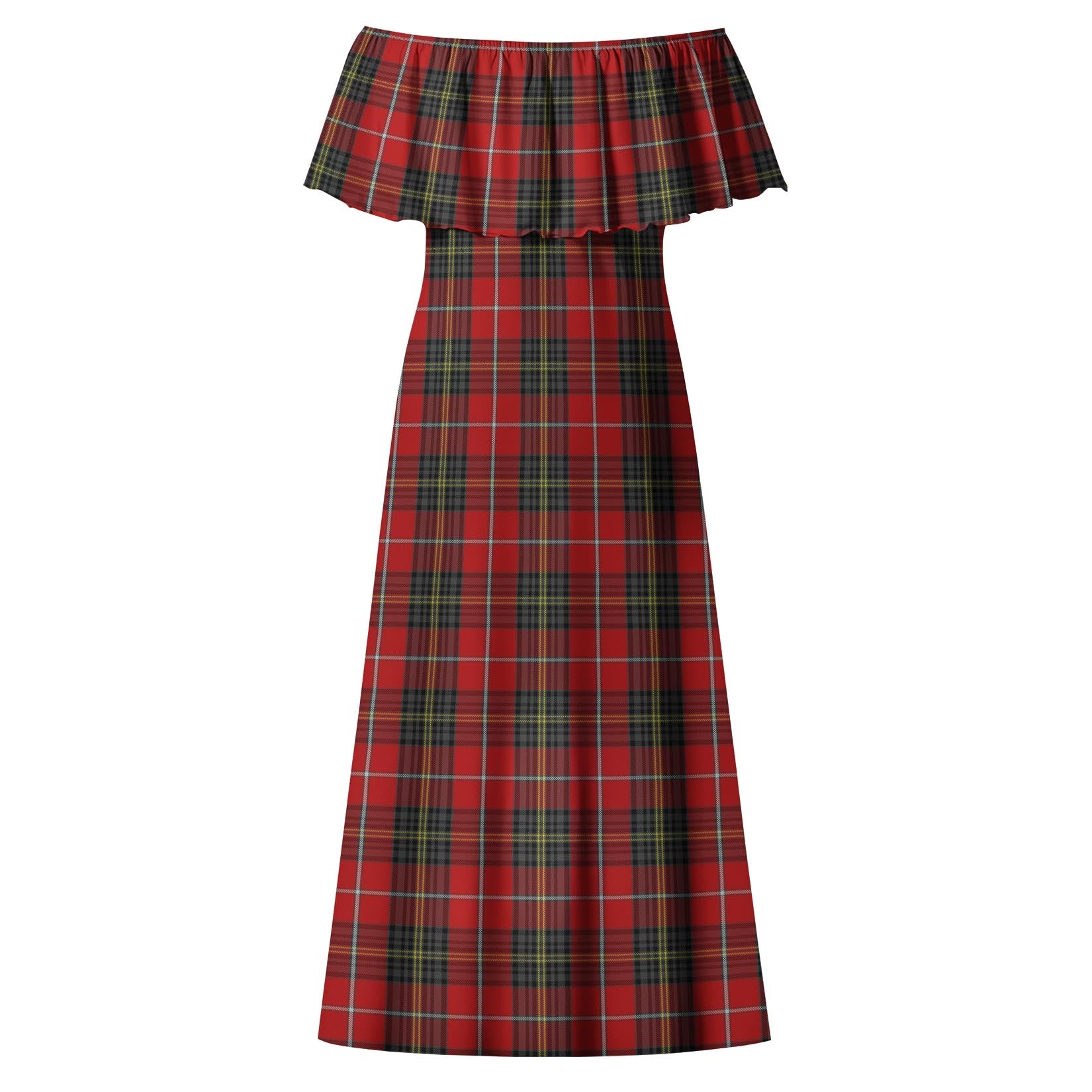 Orr Tartan Off Shoulder Long Dress - Tartan Vibes Clothing