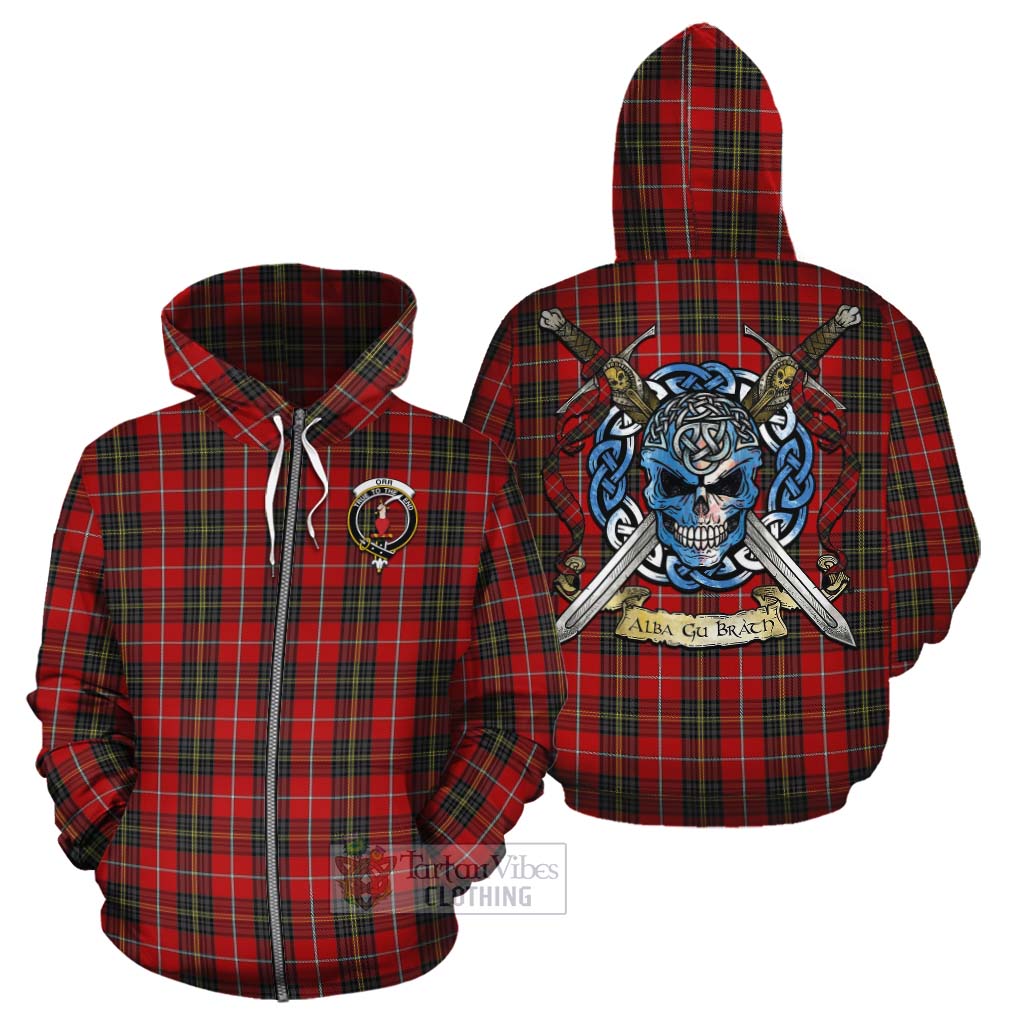 Orr Tartan Cotton Hoodie with Family Crest Celtic Skull Style - Tartan Vibes Clothing