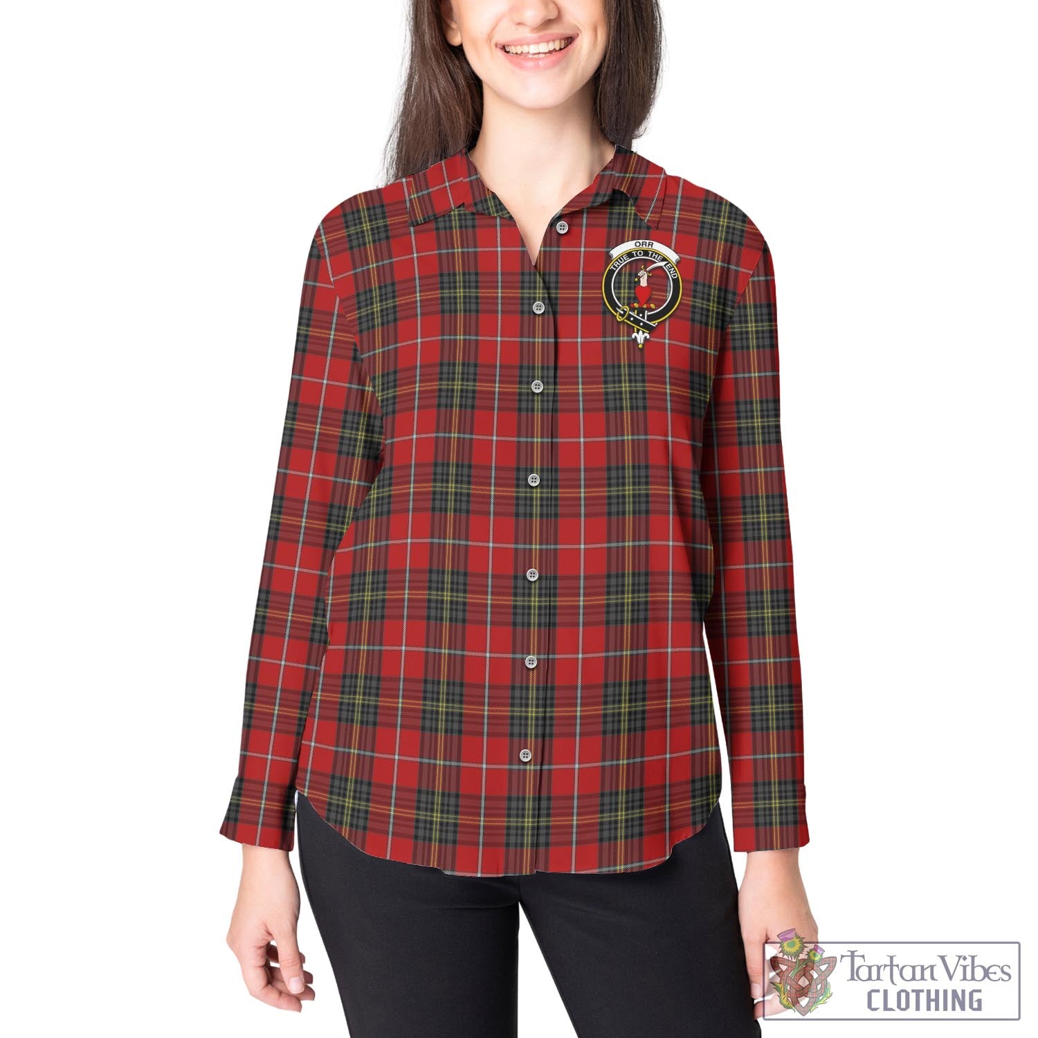 Orr Tartan Women's Casual Shirt with Family Crest - Tartan Vibes Clothing