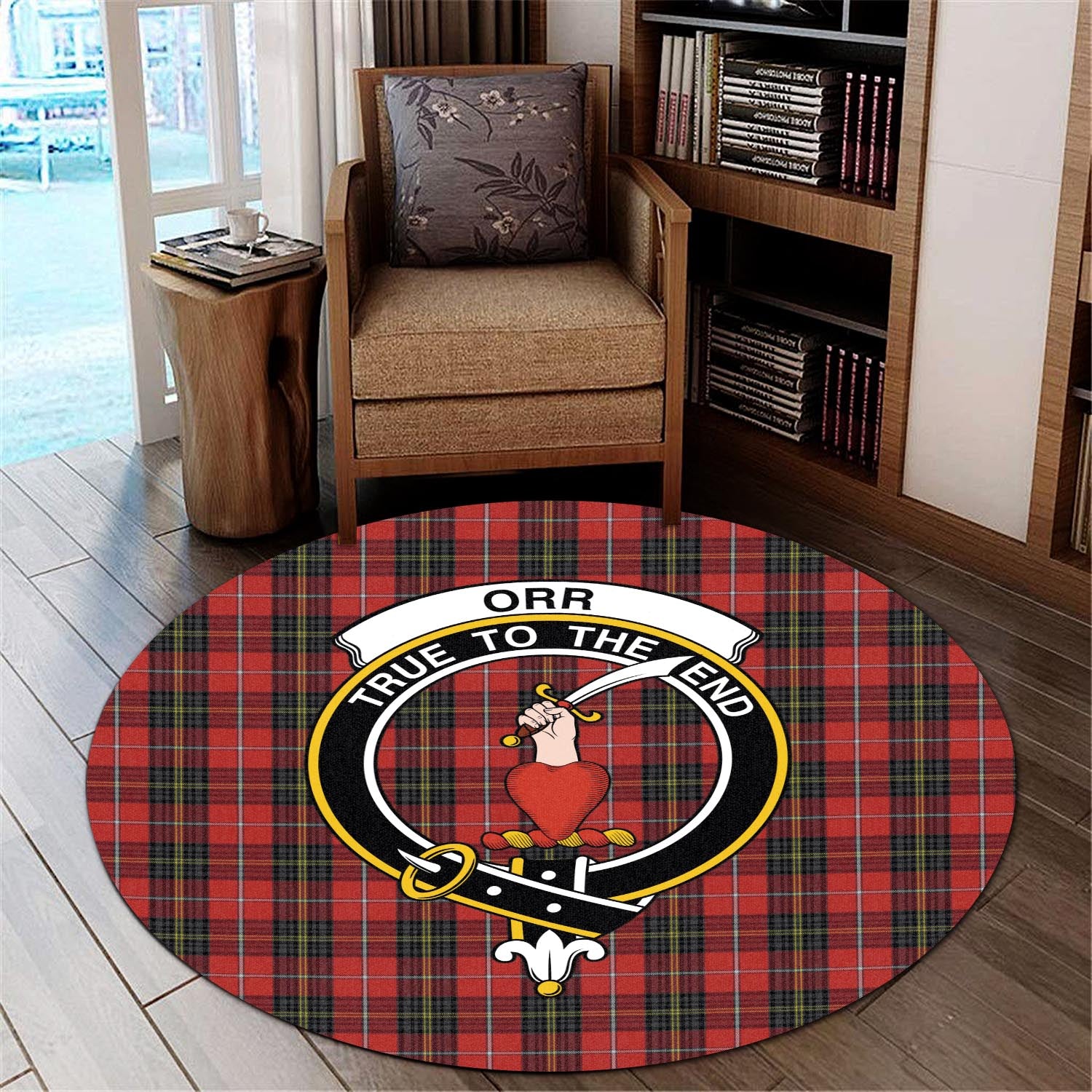 Orr Tartan Round Rug with Family Crest - Tartan Vibes Clothing