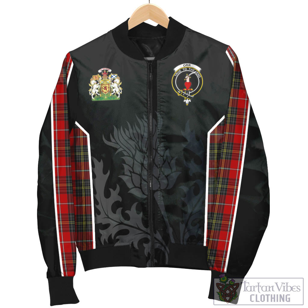 Orr Tartan Bomber Jacket with Family Crest and Scottish Thistle Vibes Sport Style - Tartan Vibes Clothing