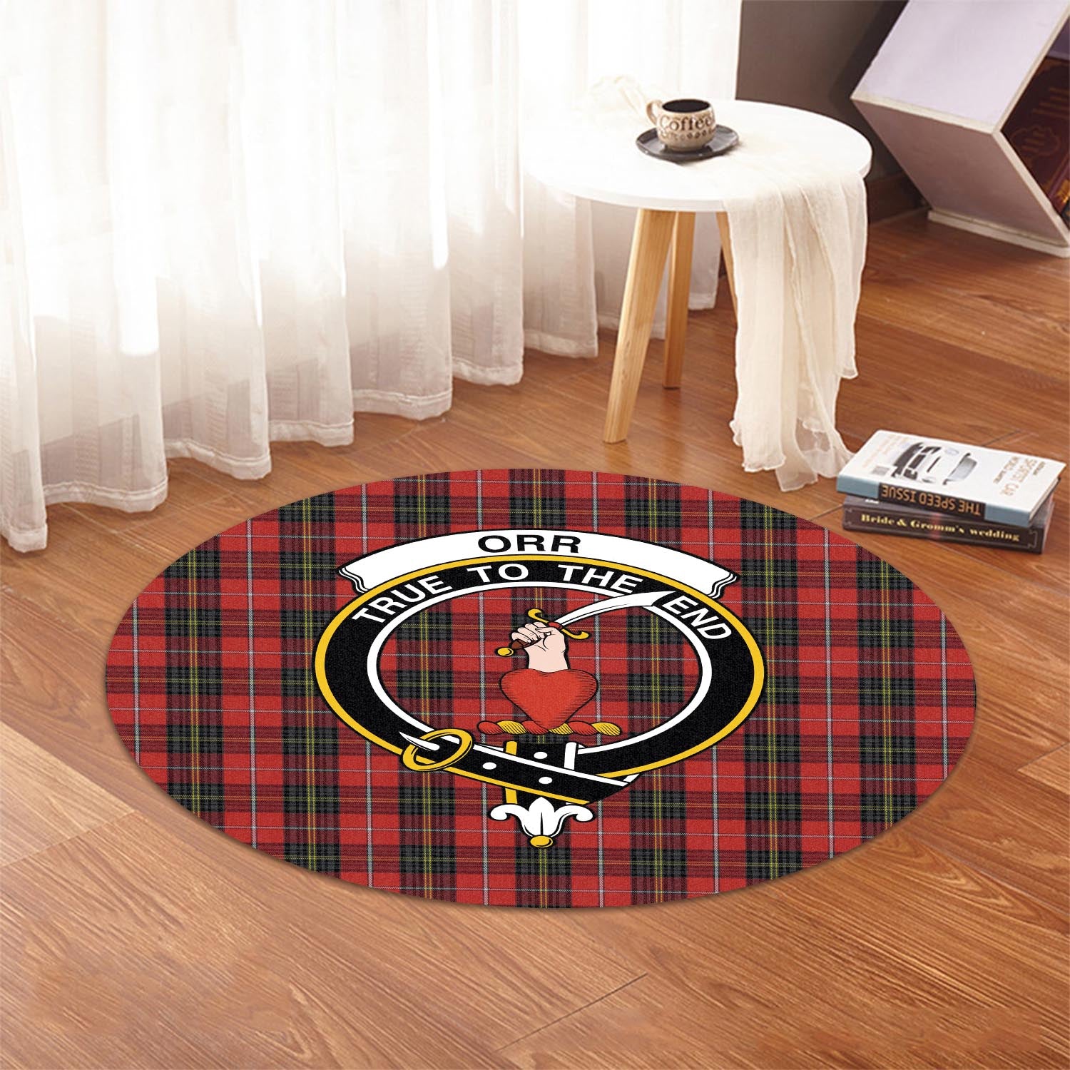 Orr Tartan Round Rug with Family Crest - Tartan Vibes Clothing