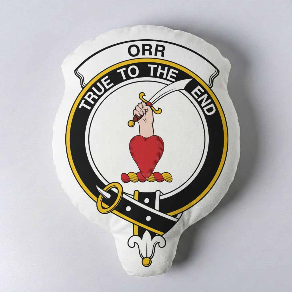 Orr Clan Crest Shaped Throw Pillow, Scottish Clan Badge Decorative Pillow