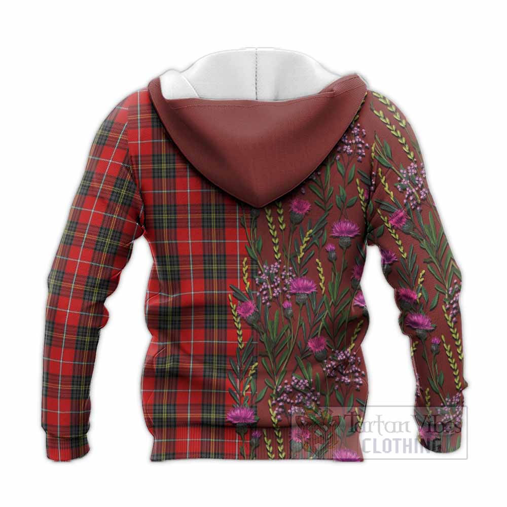 Orr Family Crest Tartan Knitted Hoodie Scottish Thistle Flower Pattern Half Style - Tartan Vibes Clothing