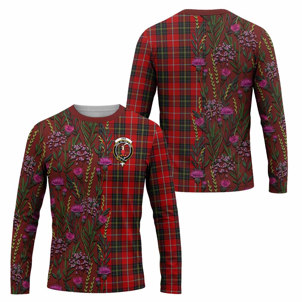 Orr Family Crest Tartan Long Sleeve T-Shirt Scottish Thistle Flower Pattern Half Style - Tartan Vibes Clothing