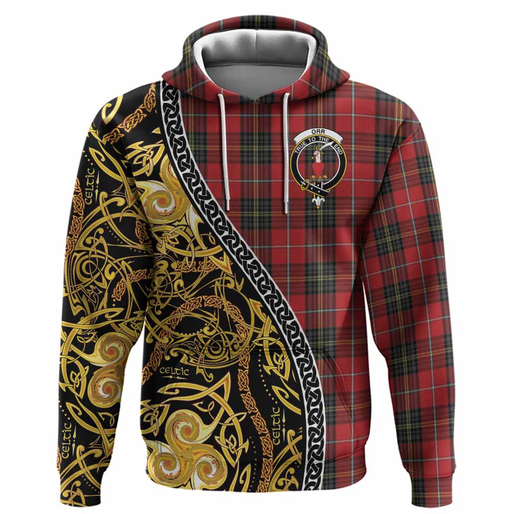 Orr Tartan Crest Hoodie Celtic Knot and Triple Trickle Spiral Symbols