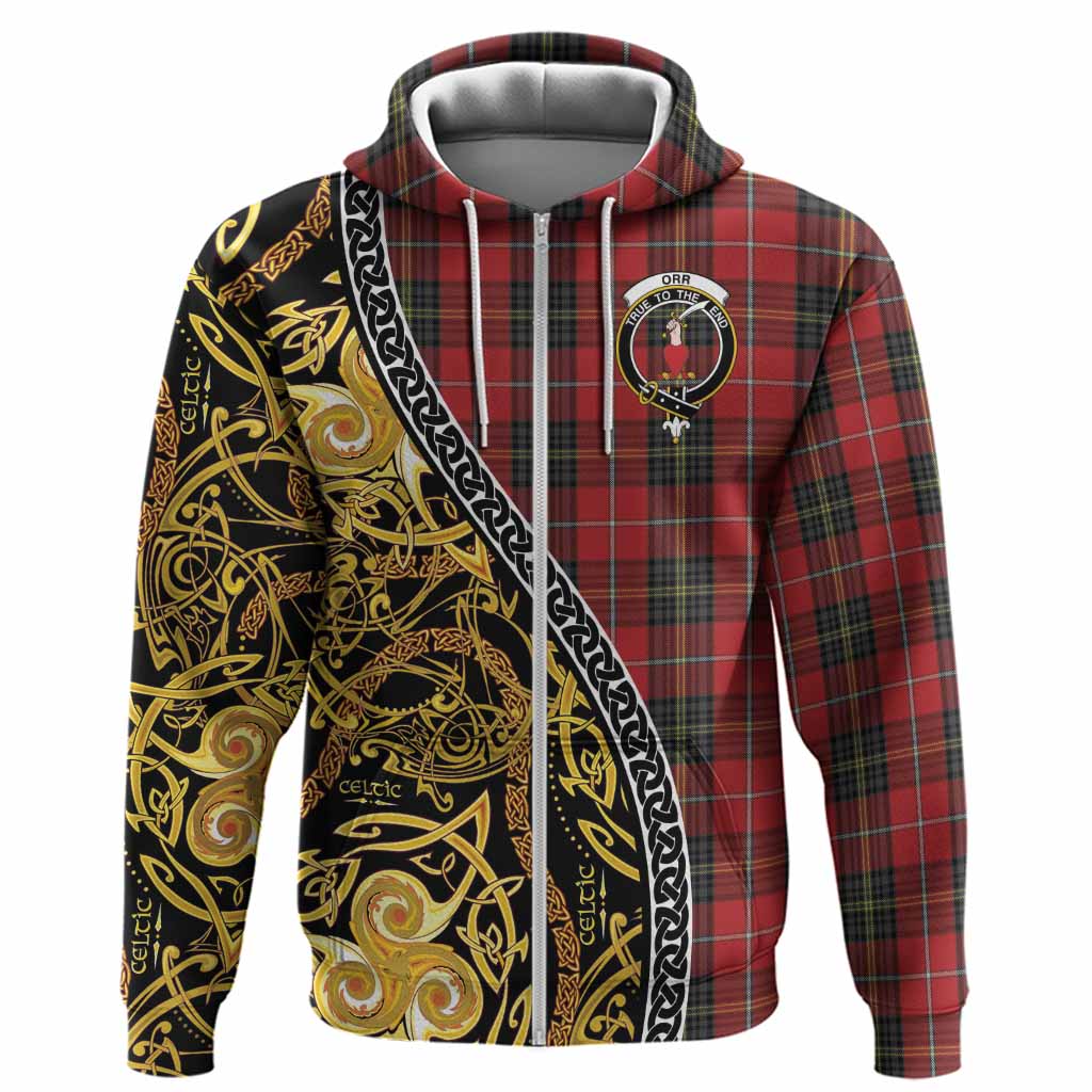 Orr Tartan Crest Hoodie Celtic Knot and Triple Trickle Spiral Symbols