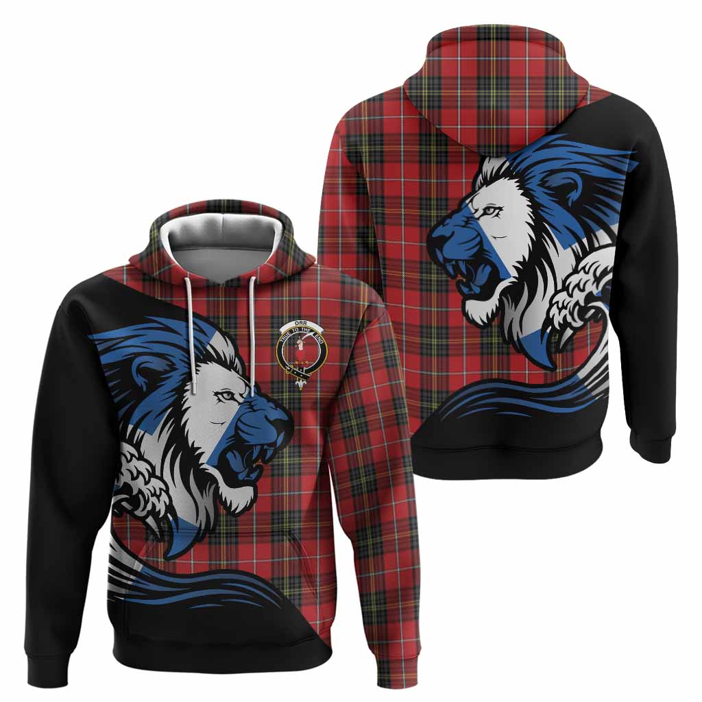 Orr Tartan Crest Hoodie Scottish Golden Lions Wave Flow