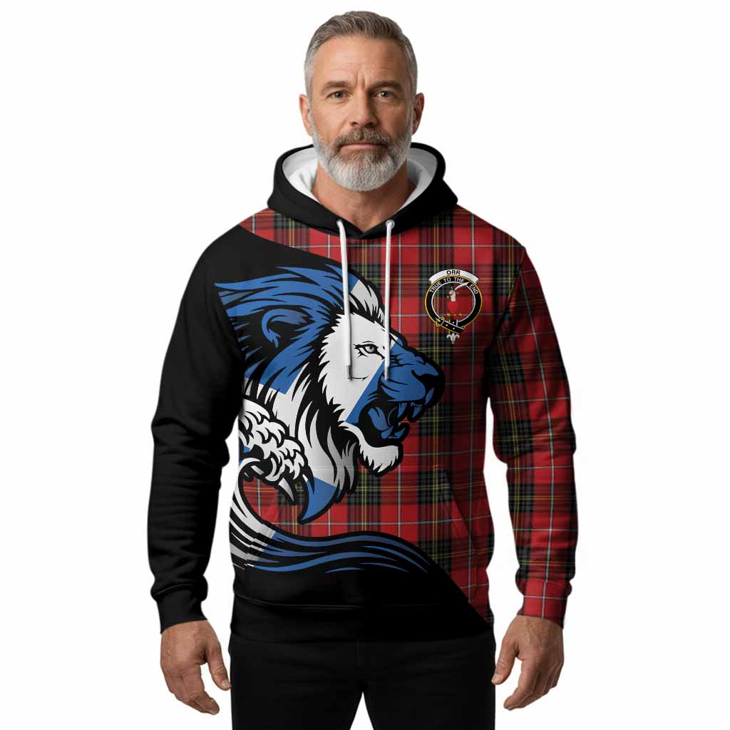 Orr Tartan Crest Hoodie Scottish Golden Lions Wave Flow