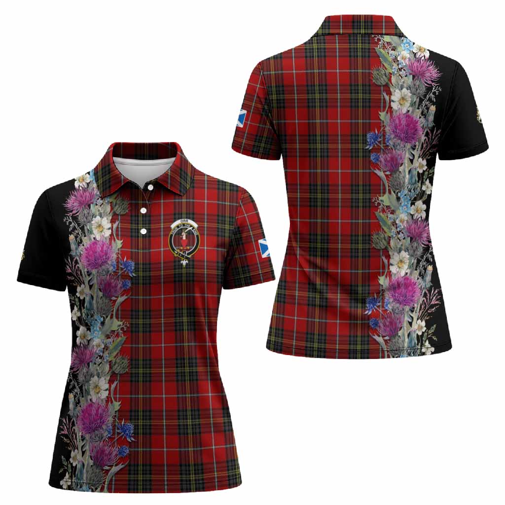 Orr Tartan Crest Thistle Floral Women Polo Shirt