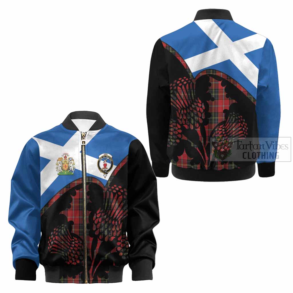 Orr Tartan Family Crest Kid Bomber Jacket Scotland Thistle Floral Flag Style
