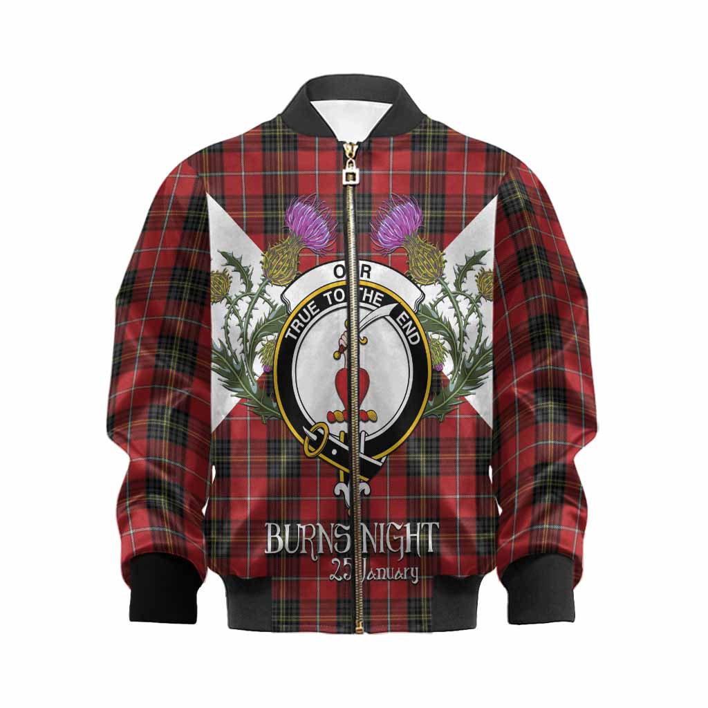 Orr Tartan Family Crest Kid Bomber Jacket Scottish Burns Night Thistle Floral