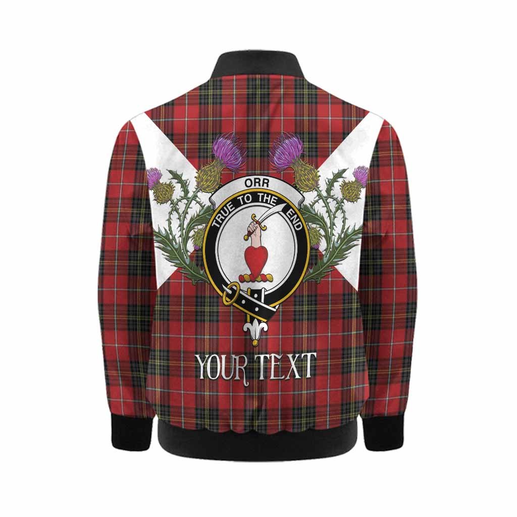 Orr Tartan Family Crest Kid Bomber Jacket Scottish Burns Night Thistle Floral
