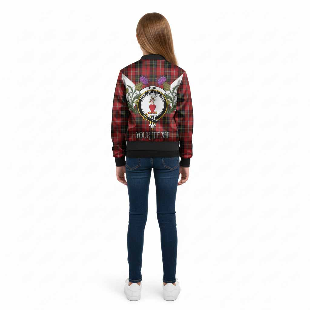 Orr Tartan Family Crest Kid Bomber Jacket Scottish Burns Night Thistle Floral