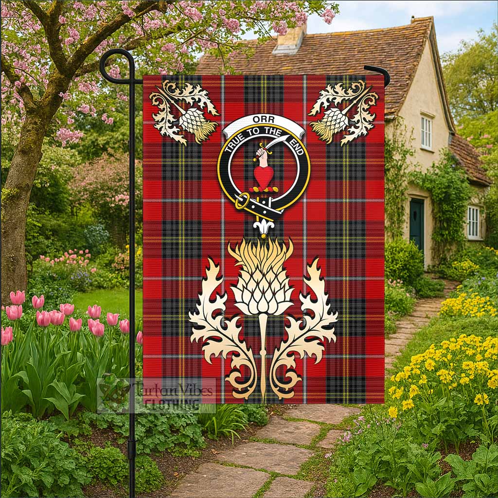 Orr Tartan Garden Flag with Golden Regal Scottish Thistle Emblem - Tartan Vibes Clothing