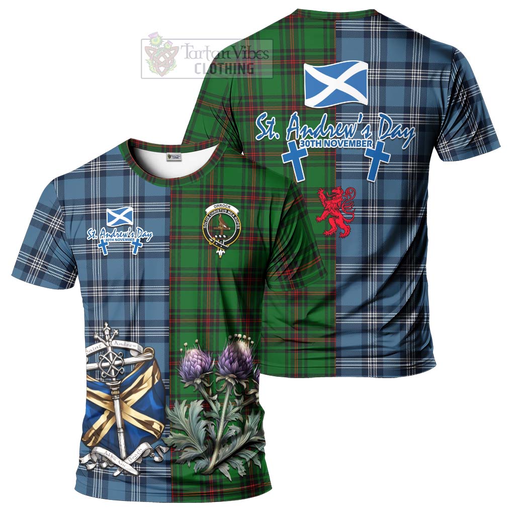 Orrock Tartan T-Shirt Happy St. Andrew's Day Half Tartan Style Kid's Shirt - Tartan Vibes Clothing