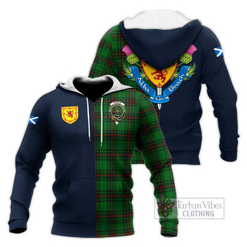 Orrock Tartan Knitted Hoodie Alba with Scottish Lion Royal Arm Half Style Unisex Knitted Pullover Hoodie - Tartan Vibes Clothing