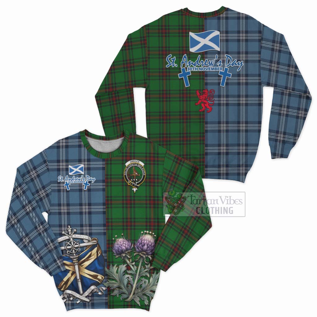 Orrock Tartan Sweatshirt Happy St. Andrew's Day Half Tartan Style Unisex - Tartan Vibes Clothing
