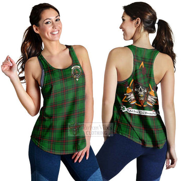 Orrock Tartan Women's Racerback Tanks with Family Crest and Bearded Skull Holding Bottles of Whiskey 4XL - Tartan Vibes Clothing