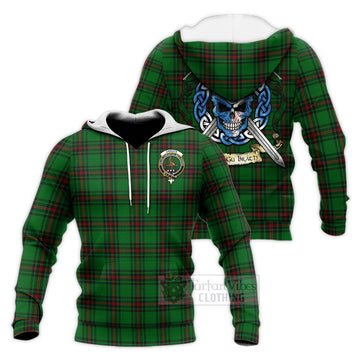 Orrock Tartan Knitted Hoodie with Family Crest Celtic Skull Style Unisex Knitted Pullover Hoodie - Tartan Vibes Clothing