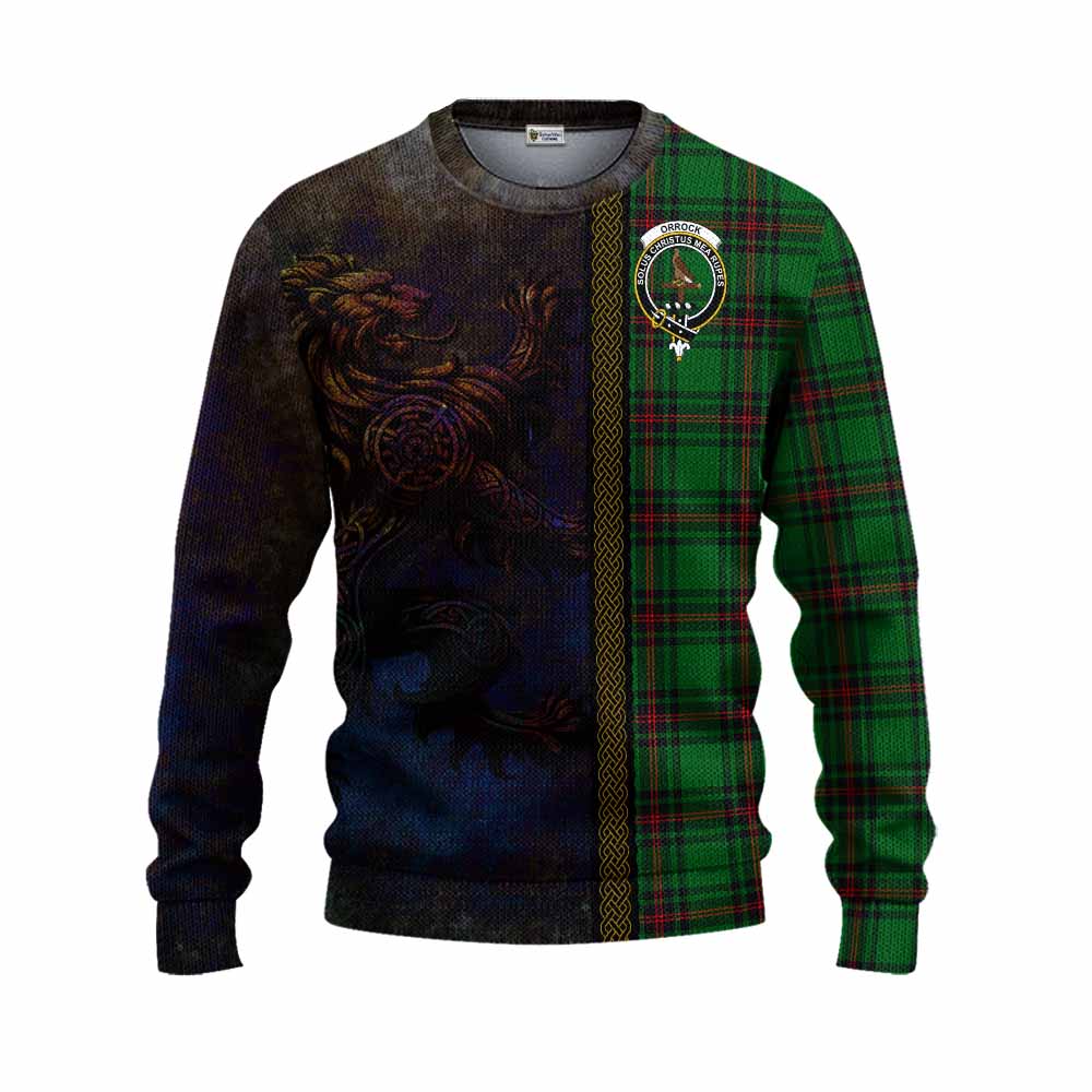 Orrock Tartan Family Crest Knitted Sweater Alba Gu Brath Be Brave Lion Ancient Style Unisex - Tartan Vibes Clothing