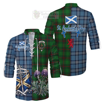 Orrock Tartan Ghillie Kilt Shirt Happy St. Andrew's Day Half Tartan Style Men - Tartan Vibes Clothing