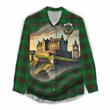 Orrock Tartan Family Crest Women's Casual Shirt with Scottish Ancient Castle Style Female - Tartan Vibes Clothing