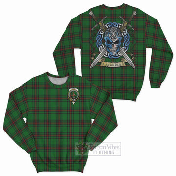 Orrock Tartan Sweatshirt with Family Crest Celtic Skull Style Unisex - Tartan Vibes Clothing