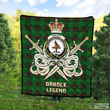 Orrock Tartan Quilt with Clan Crest and the Golden Sword of Courageous Legacy Super King Quilt 91" x 110" - Tartan Vibes Clothing
