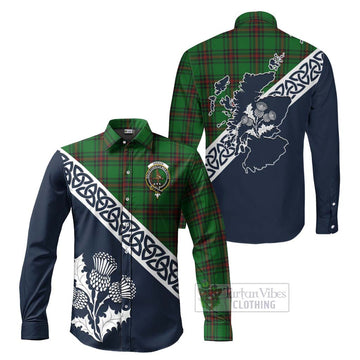 Orrock Tartan Long Sleeve Button Shirt Featuring Thistle and Scotland Map Men's Shirt S - Tartan Vibes Clothing