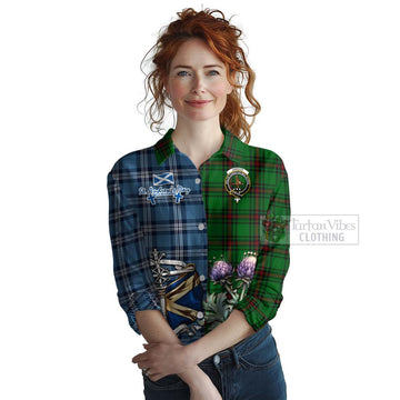 Orrock Tartan Women's Casual Shirt Happy St. Andrew's Day Half Tartan Style Female - Tartan Vibes Clothing